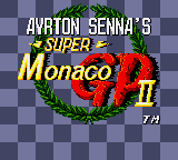 Ayrton Senna's Super Monaco GP II title screen for Sega Game Gear